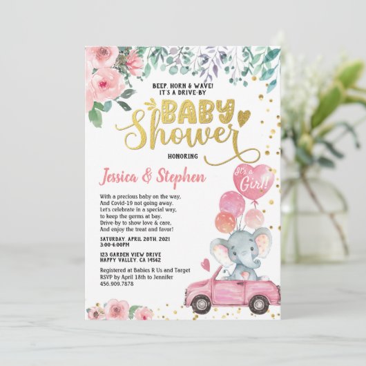 Girl Drive beroemd gemaakt door Baby shower Parade Kaart (Staand voorkant)