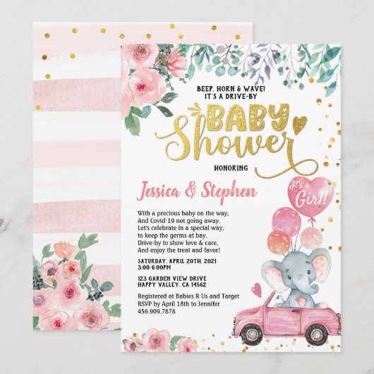 Girl Drive beroemd gemaakt door Baby shower Parade Kaart (Voorkant / Achterkant)