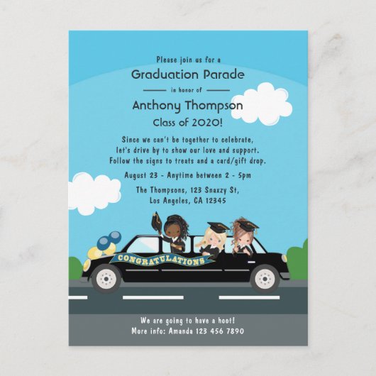 Girl Drive by Graduation Party Briefkaart (Voorkant)