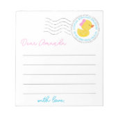 Girl Duck 1st Birthday Time Capsule Notitiebladen Notitieblok (Voorkant)
