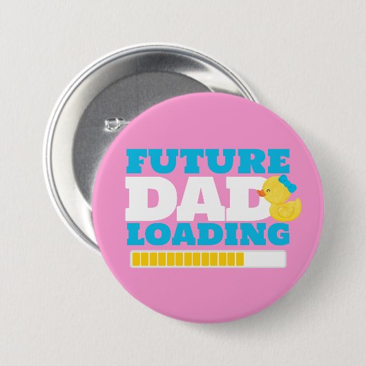 Girl Duck Future Dad Loading Baby shower Button (Voorkant /achterkant)