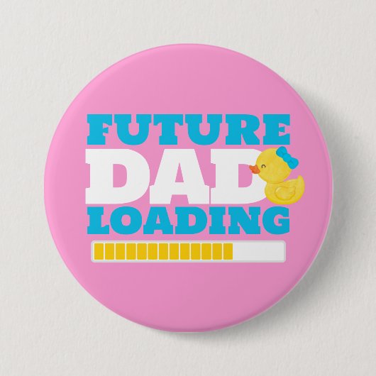 Girl Duck Future Dad Loading Baby shower Button (Voorkant)