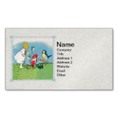 Girl Easter Lilly Gnome Elves Singing Bird Basket Visitekaartje Magneet (Voorkant)