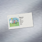 Girl Easter Lilly Gnome Elves Singing Bird Basket Visitekaartje Magneet (Voorbeeld)