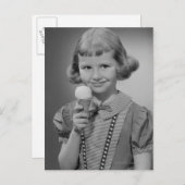 Girl Eating Ice Cream Briefkaart (Voorkant / Achterkant)