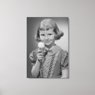 Girl Eating Ice Cream Canvas Afdruk