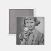 Girl Eating Ice Cream Magneet (Voorkant / Achterkant)