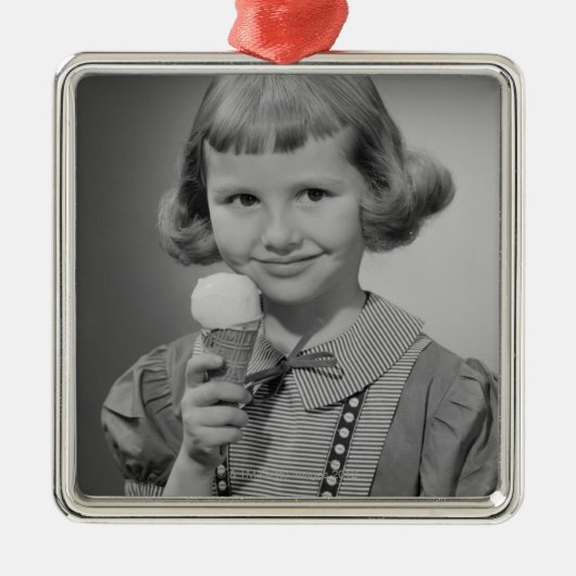 Girl Eating Ice Cream Metalen Ornament (Voorkant)