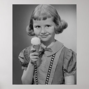 Girl Eating Ice Cream Poster