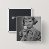 Girl Eating Ice Cream Vierkante Button 5,1 Cm (Voorkant /achterkant)