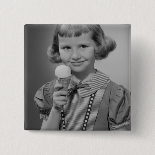 Girl Eating Ice Cream Vierkante Button 5,1 Cm (Voorkant)