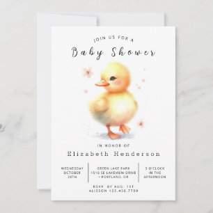 Girl Editable Duck Baby shower Kaart