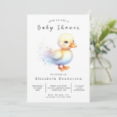 Girl Editable Duck Baby shower Kaart (Staand voorkant)