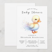 Girl Editable Duck Baby shower Kaart (Voorkant / Achterkant)