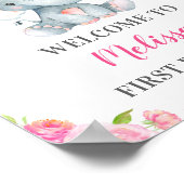 Girl Elephant 1e 2e 3e verjaardag Poster (Hoek)