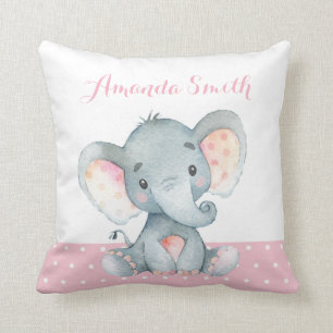 Girl Elephant Baby Roze Kussen