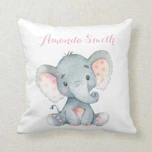 Girl Elephant Baby Roze Kussen