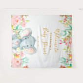 Girl Elephant Baby shower Backdrop Wandkleed (Voorkant (horizontaal))