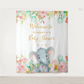 Girl Elephant Baby shower Backdrop Wandkleed (Voorkant)