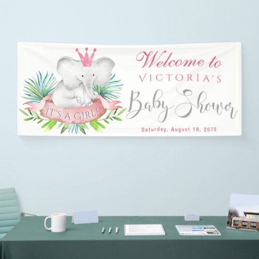 Girl Elephant Baby shower Banners (Beurs)