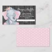 Girl Elephant Baby shower Diaper Raffle Card Informatiekaartje (Voorkant / Achterkant)