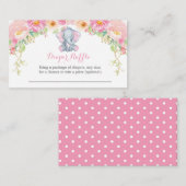 Girl Elephant Baby shower Diaper Raffle Card Informatiekaartje (Voorkant / Achterkant)