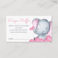 Girl Elephant Baby shower Diaper Raffle