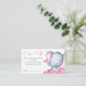 Girl Elephant Baby shower Diaper Raffle Informatiekaartje (Staand voorkant)