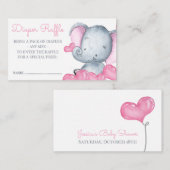 Girl Elephant Baby shower Diaper Raffle Informatiekaartje (Voorkant / Achterkant)