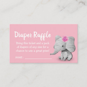 Girl Elephant Baby shower Diaper Raffle Ticket Informatiekaartje