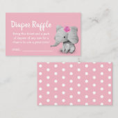 Girl Elephant Baby shower Diaper Raffle Ticket Informatiekaartje (Voorkant / Achterkant)