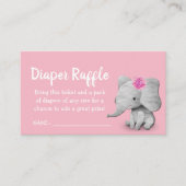 Girl Elephant Baby shower Diaper Raffle Ticket Informatiekaartje (Voorkant)