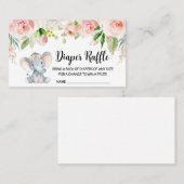 Girl Elephant Baby shower Diaper Raffle Visitekaartje (Voorkant / Achterkant)