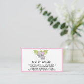 Girl Elephant Baby shower Display Shower Pink Informatiekaartje (Staand voorkant)