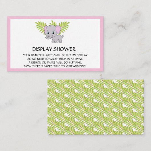 Girl Elephant Baby shower Display Shower Pink Informatiekaartje (Voorkant / Achterkant)