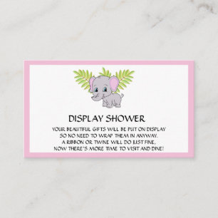 Girl Elephant Baby shower Display Shower Pink Informatiekaartje