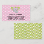 Girl Elephant Baby shower Display Shower Pink Informatiekaartje (Voorkant / Achterkant)