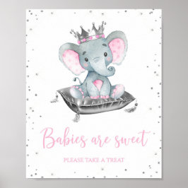 Girl Elephant Baby shower Favor Table Sigens Poster
