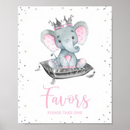 Girl Elephant Baby shower Favor Table Sigens Poster