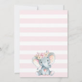 Girl Elephant Baby shower Floral Kaart (Achterkant)