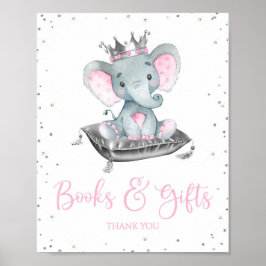 Girl Elephant Baby Shower Gift Table Sign Poster