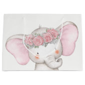 Girl Elephant Baby shower Groot Cadeauzakje (Voorkant)