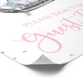 Girl Elephant Baby shower Guest Book Table Sign Poster (Hoek)
