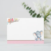 Girl Elephant Baby shower Hartelijk dank Bedankkaart (Staand voorkant)