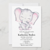 Girl Elephant Baby shower Invitation (Voorkant)