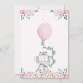 Girl Elephant Baby shower Invitation Balloons Kaart (Achterkant)