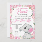 Girl Elephant Baby shower Invitation roos roze Kaart (Voorkant)