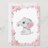 Girl Elephant Baby shower Invitation roos roze Kaart (Achterkant)