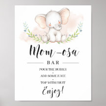 Girl Elephant Baby shower Mam-osa Bar Sign
