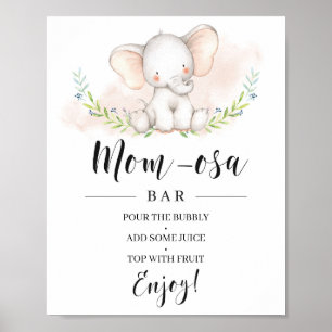 Girl Elephant Baby shower Mam-osa Bar Sign Poster
